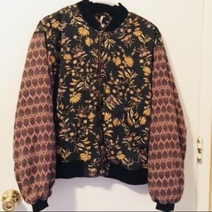 Free People Silk Bomber Jacket